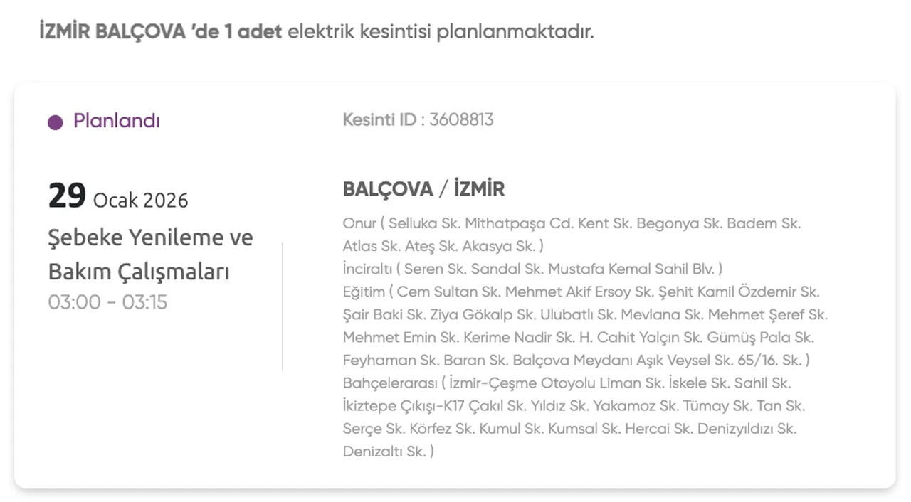 Gediz İzmir elektrik kesintisi 27-29 Ocak (Buca, Karabağlar, Karşıyaka, Bornova, Konak, Urla)