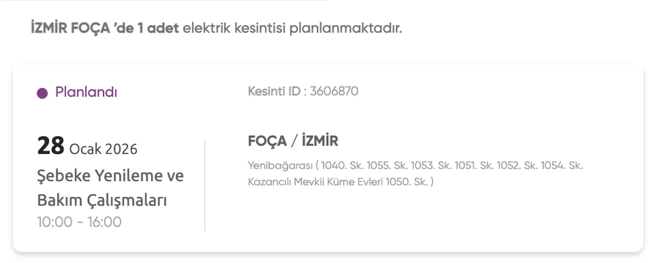 Gediz İzmir elektrik kesintisi 27-29 Ocak (Buca, Karabağlar, Karşıyaka, Bornova, Konak, Urla)