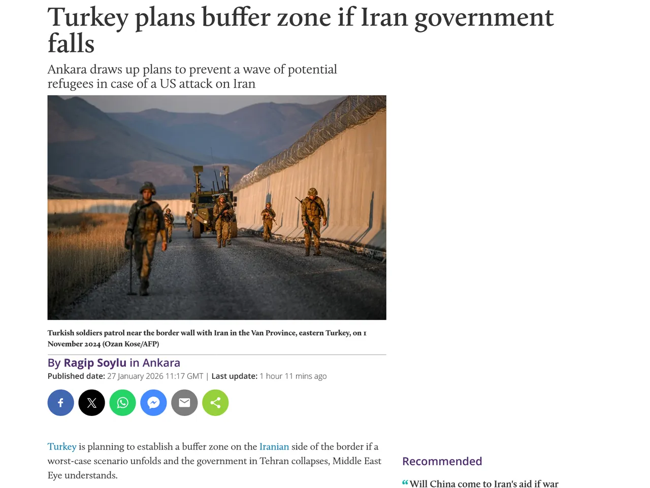 İngiliz basını Türkiyenin yeni İran planını yazdı! Tampon bölge masada