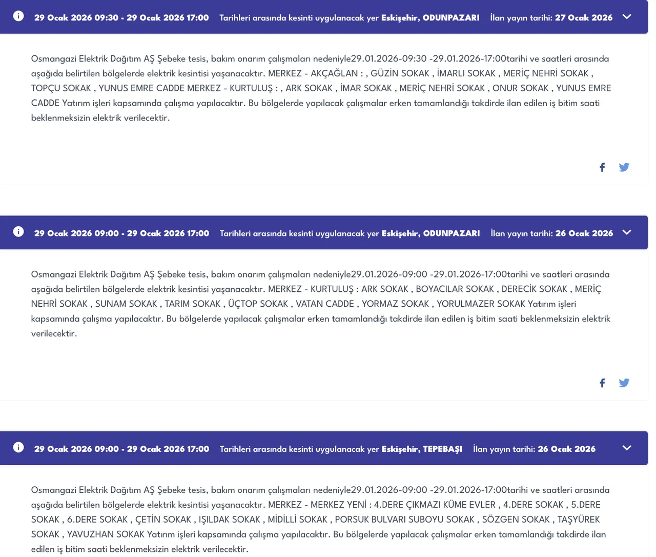 29 Ocak Eskişehir planlı elektrik kesintisİ: Hangi bölgelerde kesinti var?