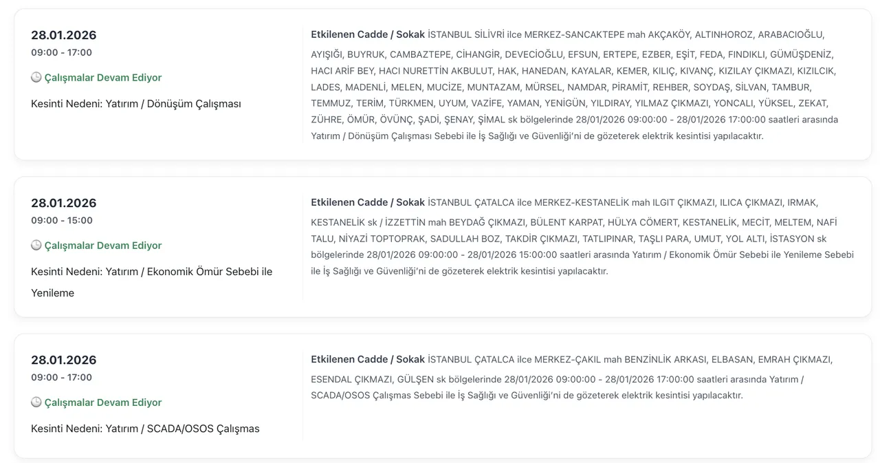 BEDAŞ elektrik kesintisi 28 Ocak listesi: İstanbulda elektrikler ne zaman gelecek, saat kaçta?