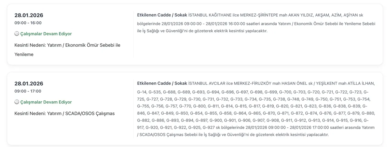 BEDAŞ elektrik kesintisi 28 Ocak listesi: İstanbulda elektrikler ne zaman gelecek, saat kaçta?
