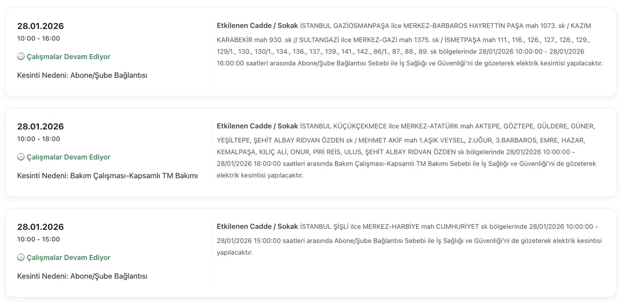 BEDAŞ elektrik kesintisi 28 Ocak listesi: İstanbulda elektrikler ne zaman gelecek, saat kaçta?