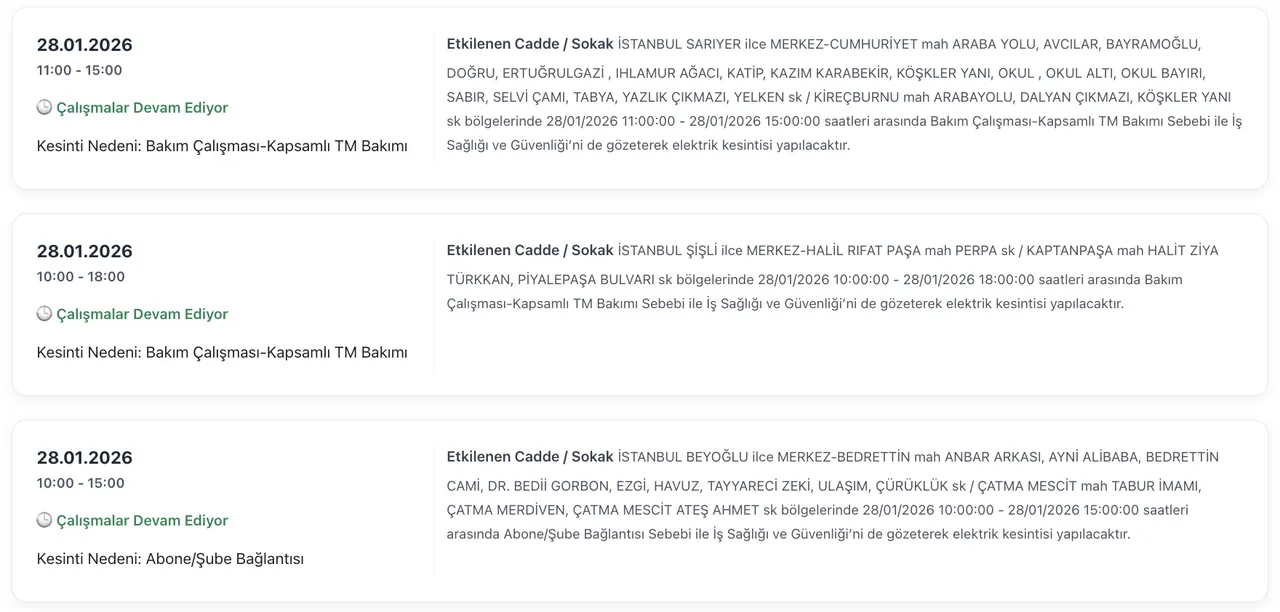 BEDAŞ elektrik kesintisi 28 Ocak listesi: İstanbulda elektrikler ne zaman gelecek, saat kaçta?