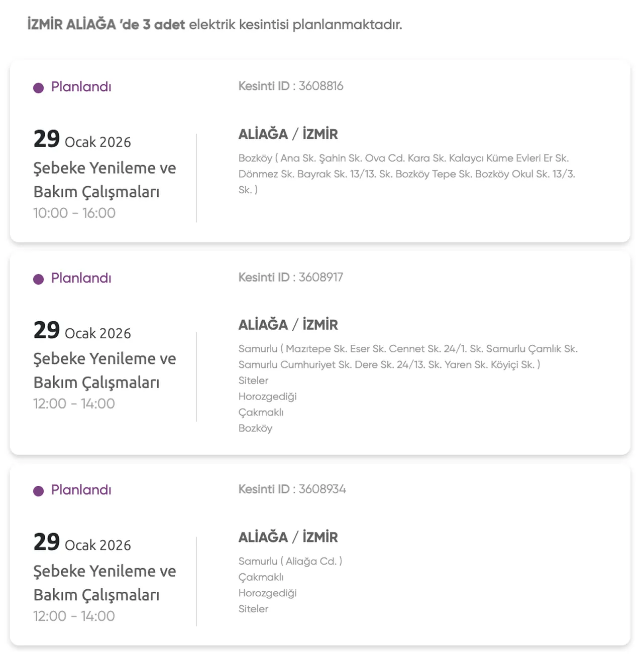 Gediz Elektrik kesintisi 28-29-30 Ocak listesi: İzmirde elektrikler ne zaman gelecek?