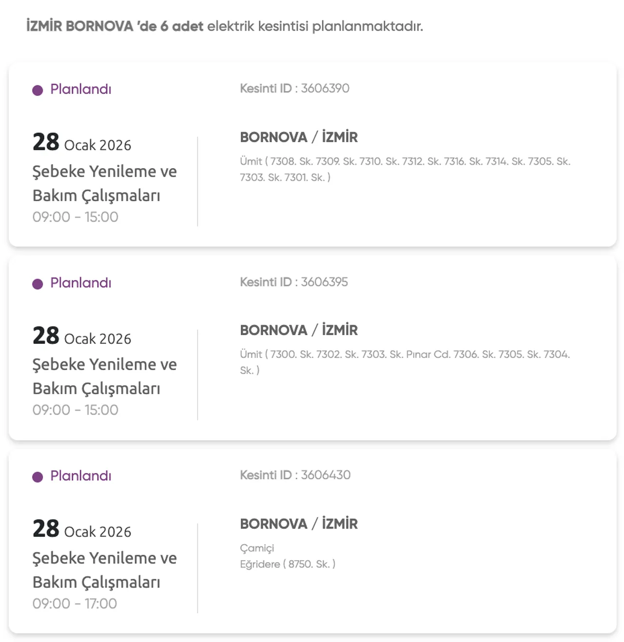 Gediz Elektrik kesintisi 28-29-30 Ocak listesi: İzmirde elektrikler ne zaman gelecek?