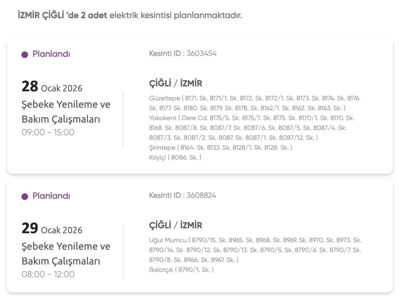 Gediz Elektrik kesintisi 28-29-30 Ocak listesi: İzmirde elektrikler ne zaman gelecek?