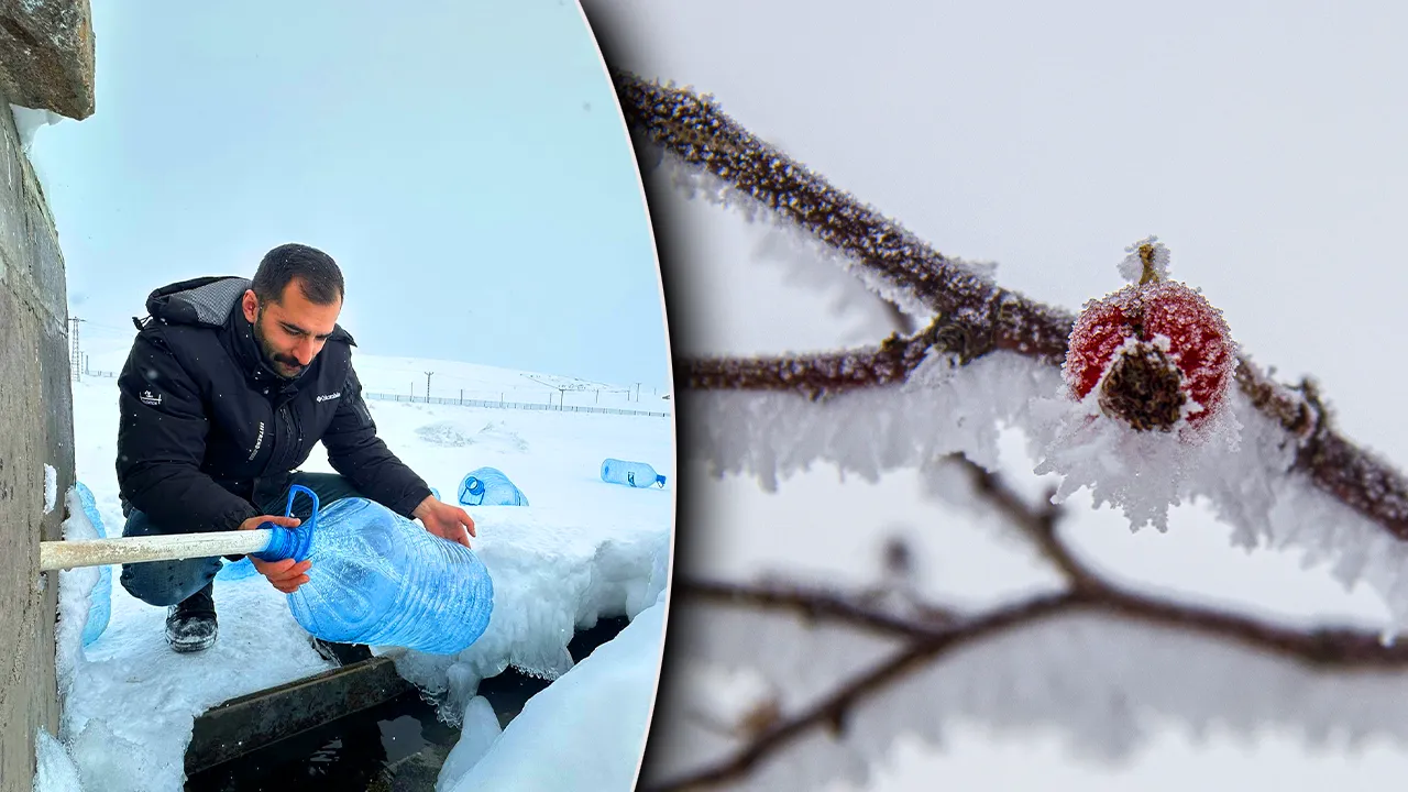 Sıcaklık eksi 27 derece! Suları donan kentte ‘bidonlu’ mesai 