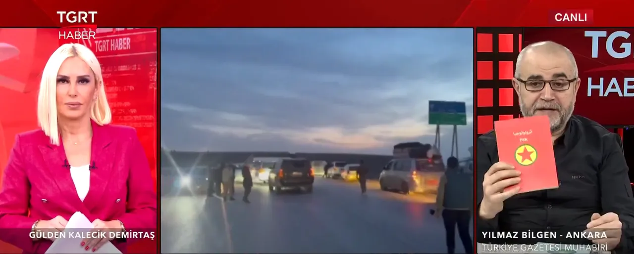 Türkiye Gazetesi Muhabiri Yılmaz Bilgen, terör örgütü YPG'nin, Suriye'de camilere dağıttığı kitapçıkları canlı yayında gösterdi