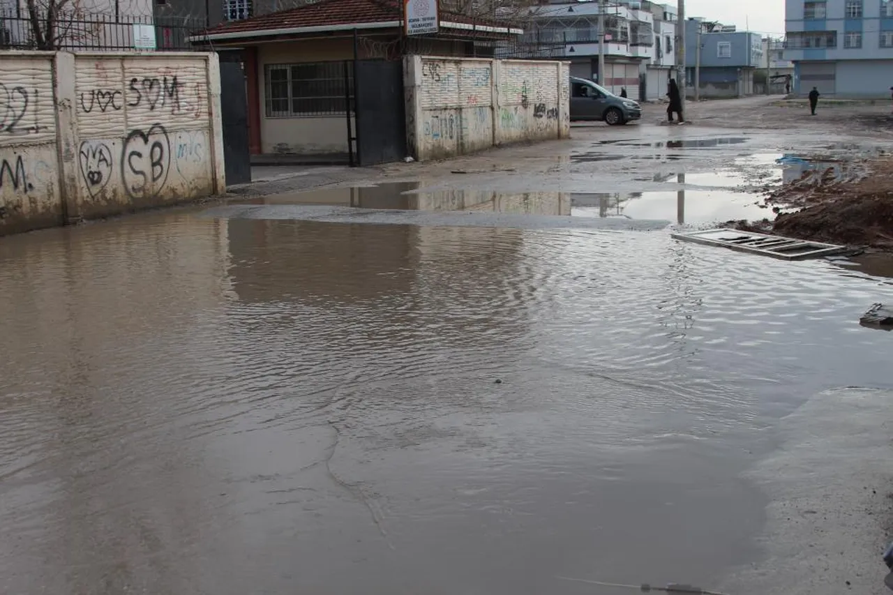 Adana'da esnaftan belediyeye tepki! Göle dönen sokakta olta attı