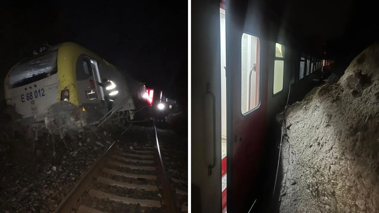 Heyelan yolcu treninin lokomotifi ve vagonunu raydan çıkardı! Facia ucuz atlatıldı