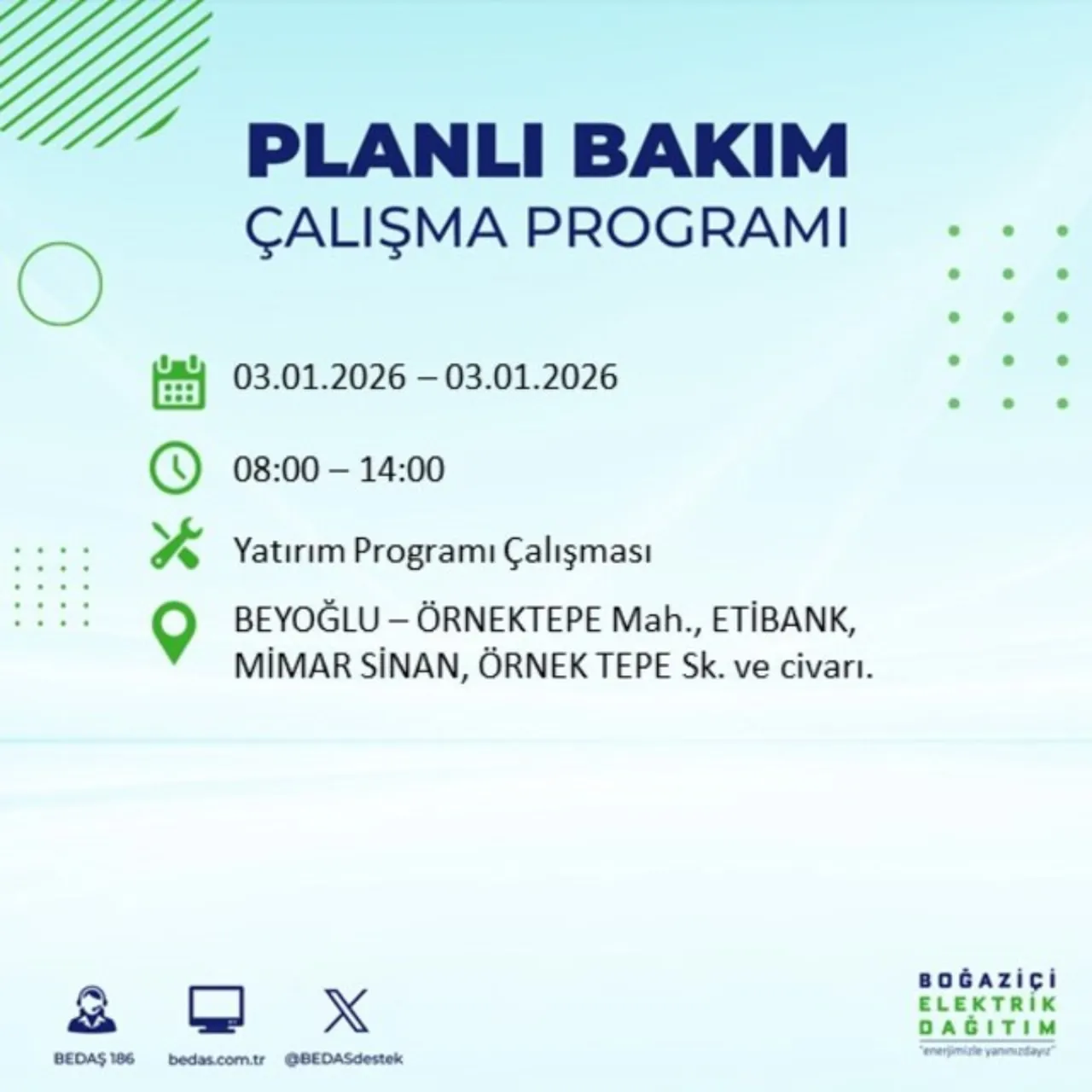 3 Ocak İstanbul elektrik kesintisi