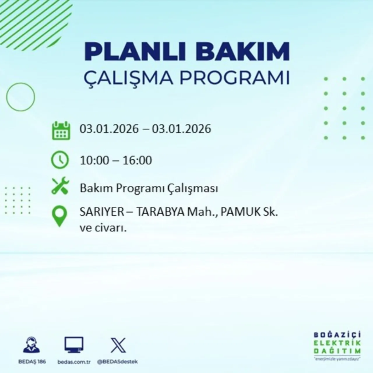 3 Ocak İstanbul elektrik kesintisi