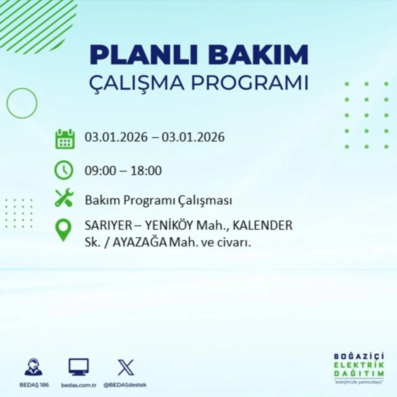 3 Ocak İstanbul elektrik kesintisi