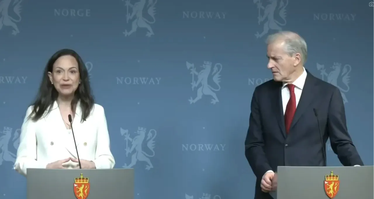 María Corina Machado'nun konuşmasından bir an.