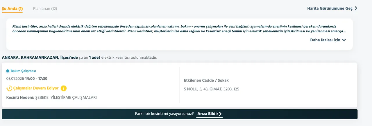 Başken EDAŞ elektrik kesintisi son dakika: 3 Ocak 2026 Ankarada elektrikler ne zaman gelecek? İşte ilçe ilçe kesinti listesi...