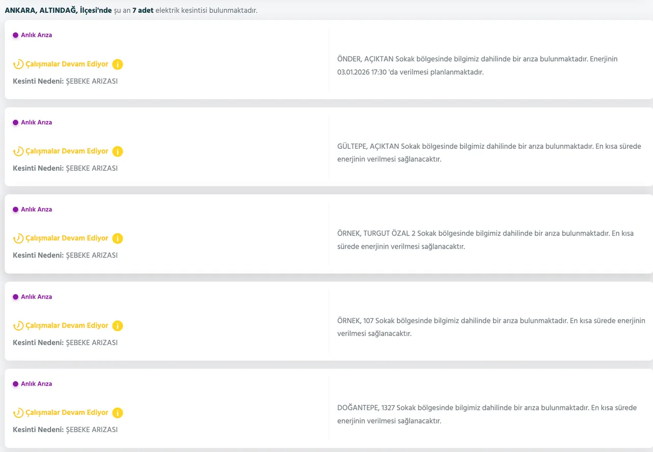 Başken EDAŞ elektrik kesintisi son dakika: 3 Ocak 2026 Ankarada elektrikler ne zaman gelecek? İşte ilçe ilçe kesinti listesi...