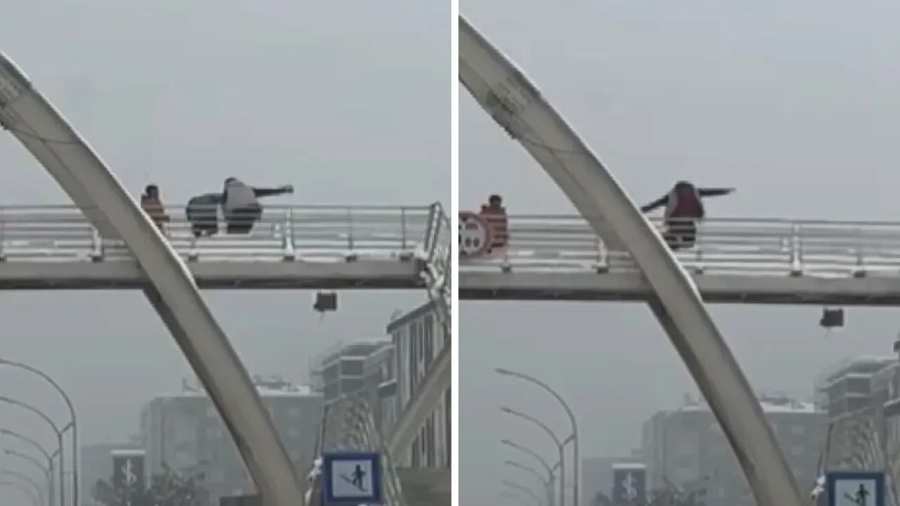 Diyarbakır'da üst geçitte çocukları döven şahıs gözaltında!