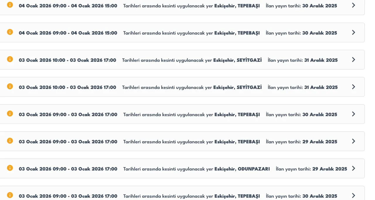 Eskişehir elektrik kesintisi son dakika: Eskişehirde elektrikler ne zaman gelecek? OEDAŞ kesinti listesi...
