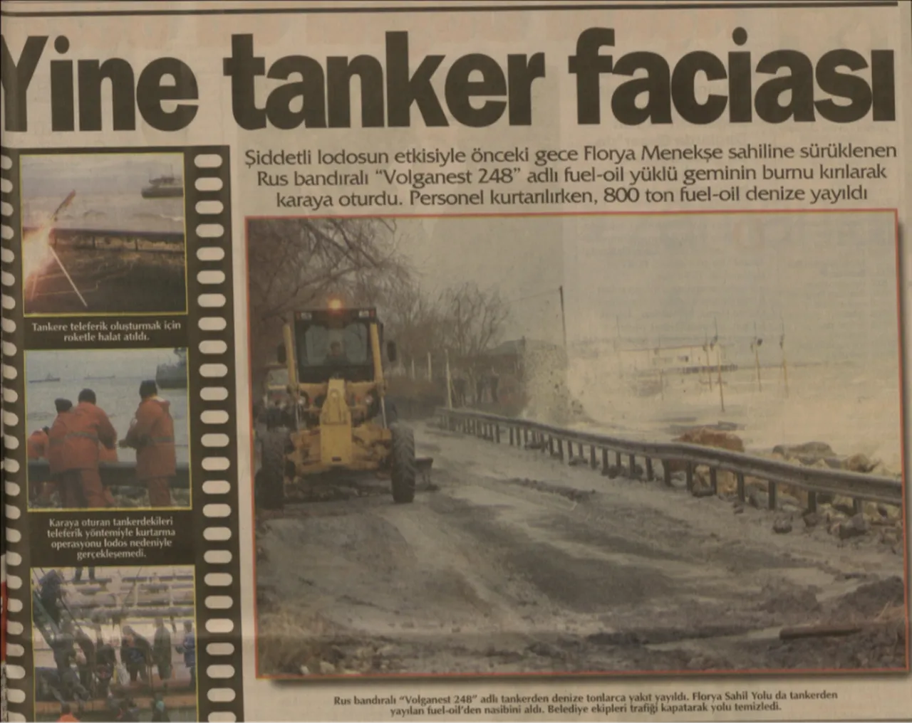 Lodos yüzünden 29 Aralık günü yaşanan tanker faciası