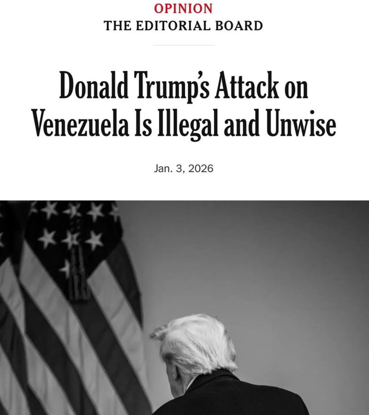 NYT, Trump'ın Venezuela'ya yaptığı saldırının yasadışı olduğunu yazdı.