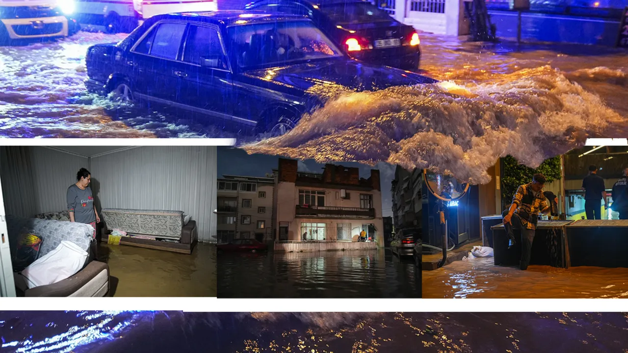 İzmirli bile bu manzaraya inanamadı! Sel ve fırtına hayatı durdurdu