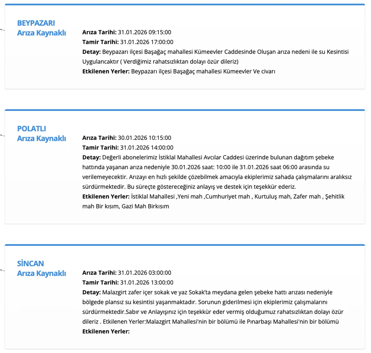 ASKİ su kesintisi 31 Ocak 2026: Ankara su kesintisi saat kaçta bitecek, sular ne zaman gelecek?