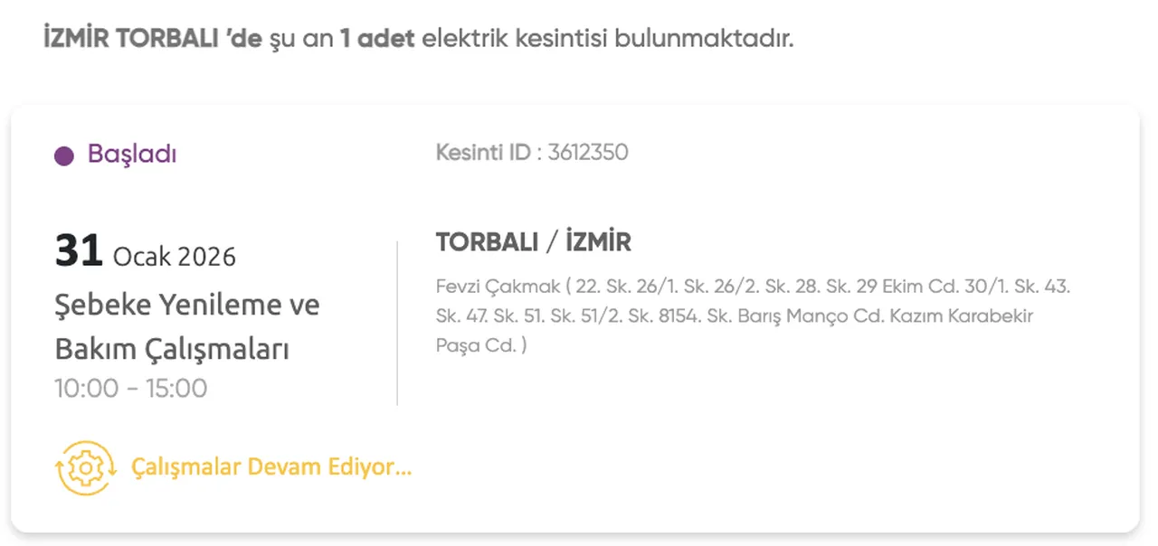 Gediz Elektrik planlı kesinti 31 Ocak listesi: İzmir elektrik kesintisi ne zaman bitecek, elektrikler saat kaçta gelecek?