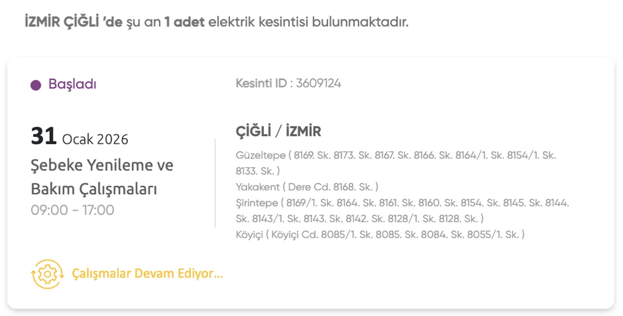Gediz Elektrik planlı kesinti 31 Ocak listesi: İzmir elektrik kesintisi ne zaman bitecek, elektrikler saat kaçta gelecek?