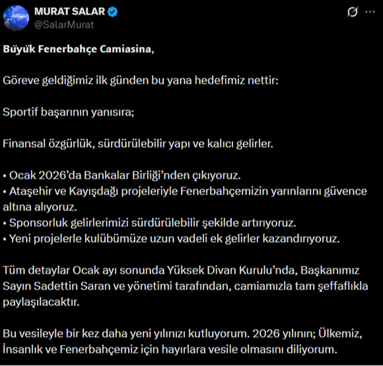 Fenerbahçe Bankalar Birliği’nden çıkıyor!