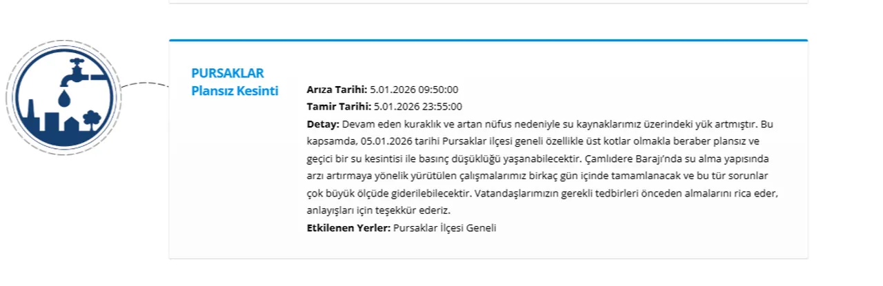 ASKİ Ankara su kesintisi! 5 Ocak Ankarada sular ne zaman gelecek? (Çankaya, Etimesgut, Yenimahalle)