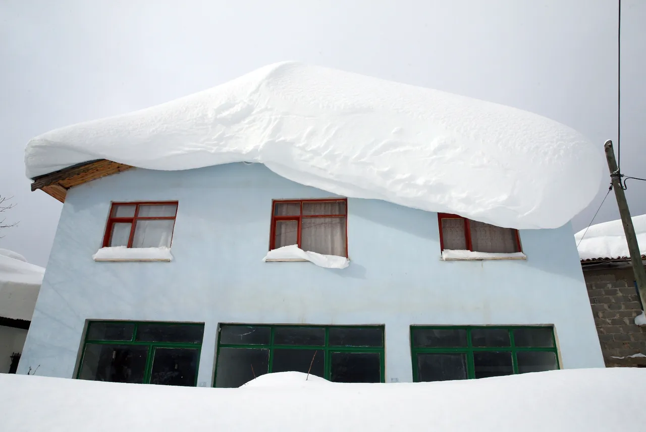 Kastamonu'da kar kalınlığının bir metreyi aştığı, bazı yerlerde iki metreye yaklaştığı dağ köylerinde yaşayan vatandaşlar, kar temizliği için yoğun mesai harcıyor. ( Özgür Alantor - Anadolu Ajansı )