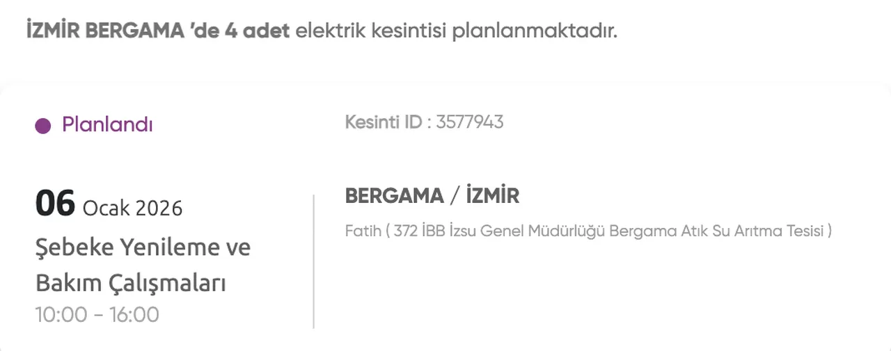 Gediz elektrik kesintisi sorgulama ekranı: 6 Ocak 2026 İzmirde elektrikler ne zaman gelecek?