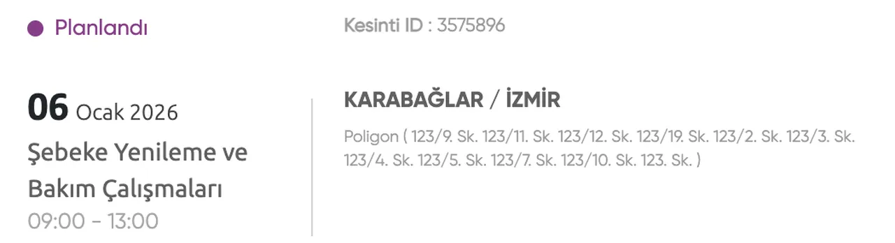 Gediz elektrik kesintisi sorgulama ekranı: 6 Ocak 2026 İzmirde elektrikler ne zaman gelecek?