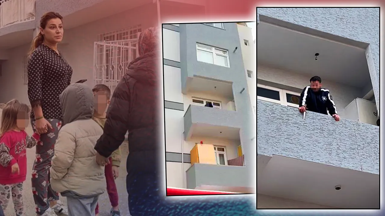 3 yaşındaki çocuğun boğazına bıçak dayamıştı! Bu kez de kendini balkona kilitledi 