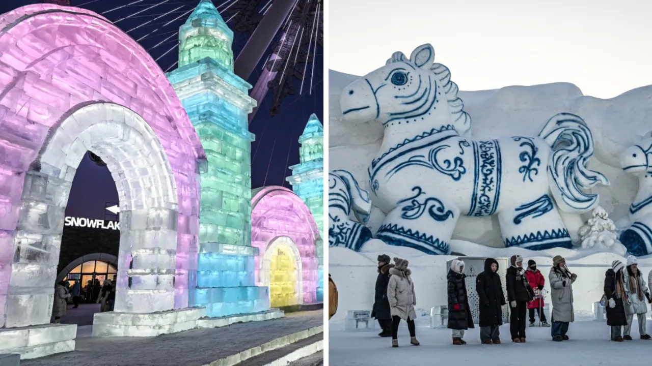 Buradaki her şey kar ve buzdan! Harbin’deki festival ziyaretçi akınına uğradı