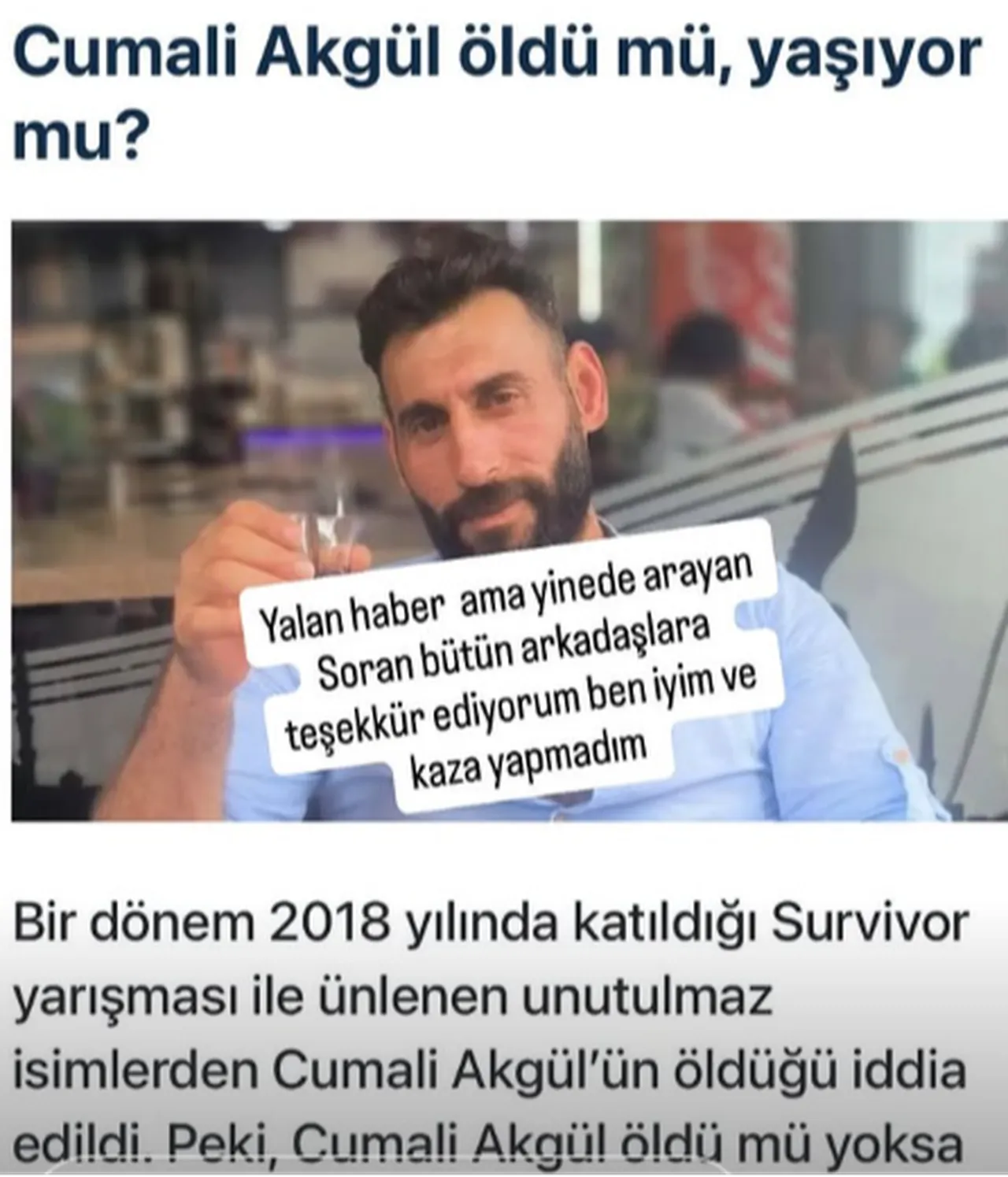 “Survivor Cumali Akgül öldü” haberleri yayıldı! Açıklama geldi