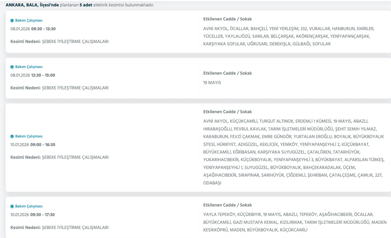 7-8 Ocak Ankarada elektrikler ne zaman gelecek? Başkent EDAŞ elektrik kesintisi sorgulama ekranı