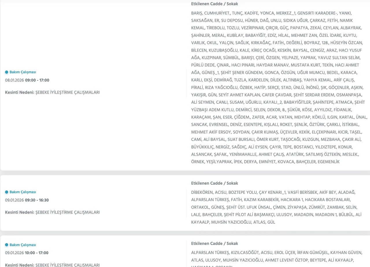 7-8 Ocak Ankarada elektrikler ne zaman gelecek? Başkent EDAŞ elektrik kesintisi sorgulama ekranı