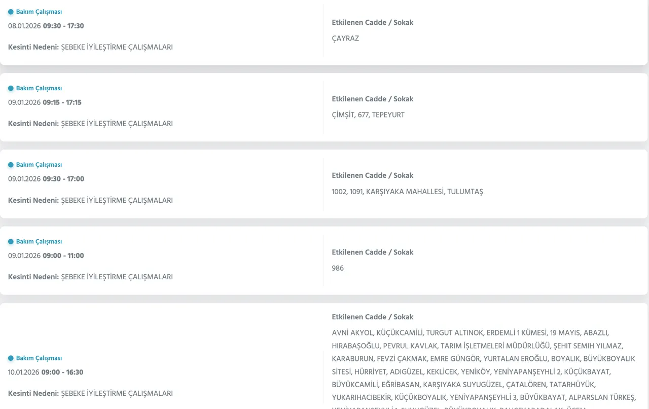 7-8 Ocak Ankarada elektrikler ne zaman gelecek? Başkent EDAŞ elektrik kesintisi sorgulama ekranı
