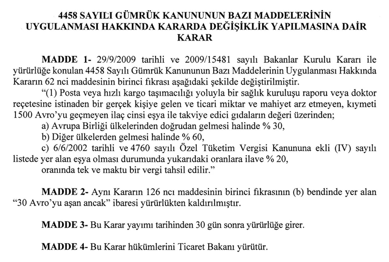 İlgili karar Resmi Gazete'nin bugünkü sayısında yayımlandı