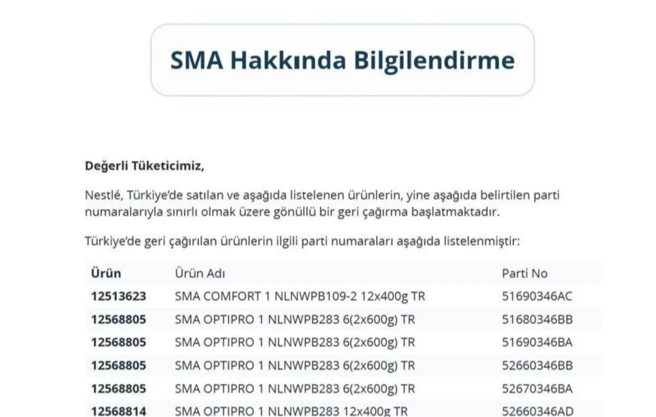 Nestlé zehirlenme riski nedeniyle Türkiye’deki bebek mamalarını toplatıyor: İşte riskli ürünler ve parti numaraları 