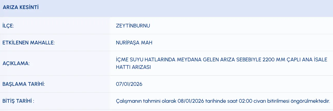 Son dakika Zeytinburnunda sular ne zaman gelecek?  İSKİ Zeytinburnu su kesintisi programı