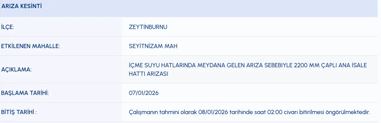 Son dakika Zeytinburnunda sular ne zaman gelecek?  İSKİ Zeytinburnu su kesintisi programı