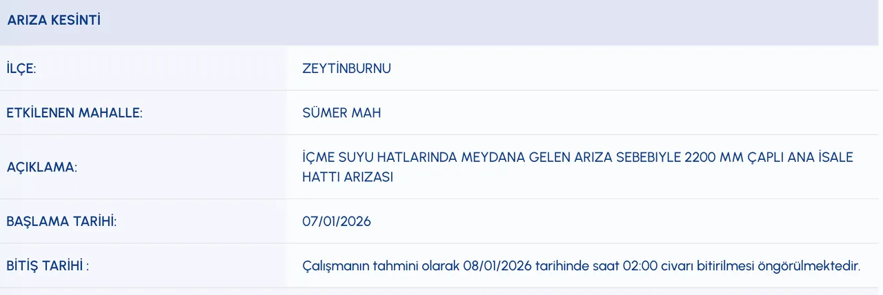 Son dakika Zeytinburnunda sular ne zaman gelecek?  İSKİ Zeytinburnu su kesintisi programı