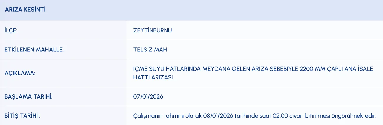 Son dakika Zeytinburnunda sular ne zaman gelecek?  İSKİ Zeytinburnu su kesintisi programı