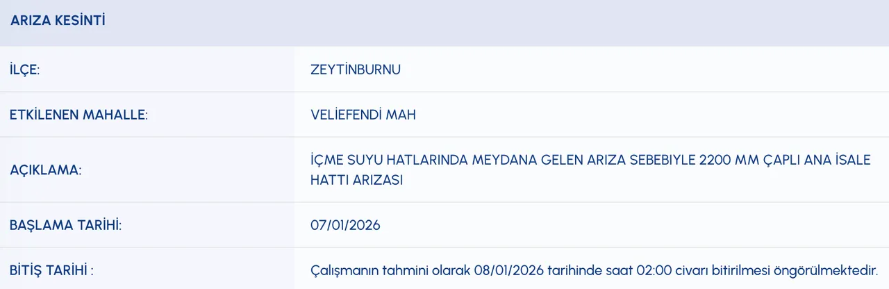 Son dakika Zeytinburnunda sular ne zaman gelecek?  İSKİ Zeytinburnu su kesintisi programı