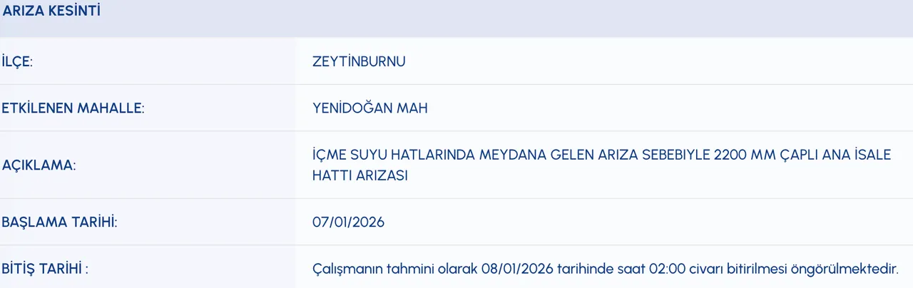 Son dakika Zeytinburnunda sular ne zaman gelecek?  İSKİ Zeytinburnu su kesintisi programı