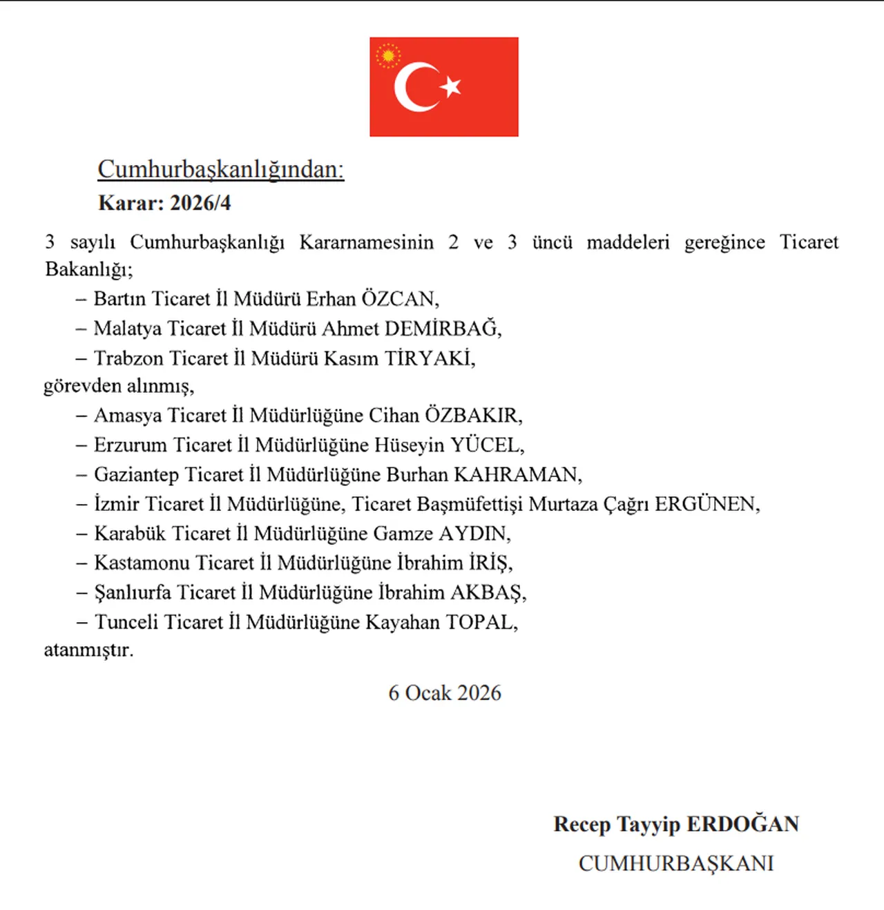 Valiler kararnamesi Resmi Gazetede yayımlandı! 7 Ocak 2026 Resmi Gazetede neler var?