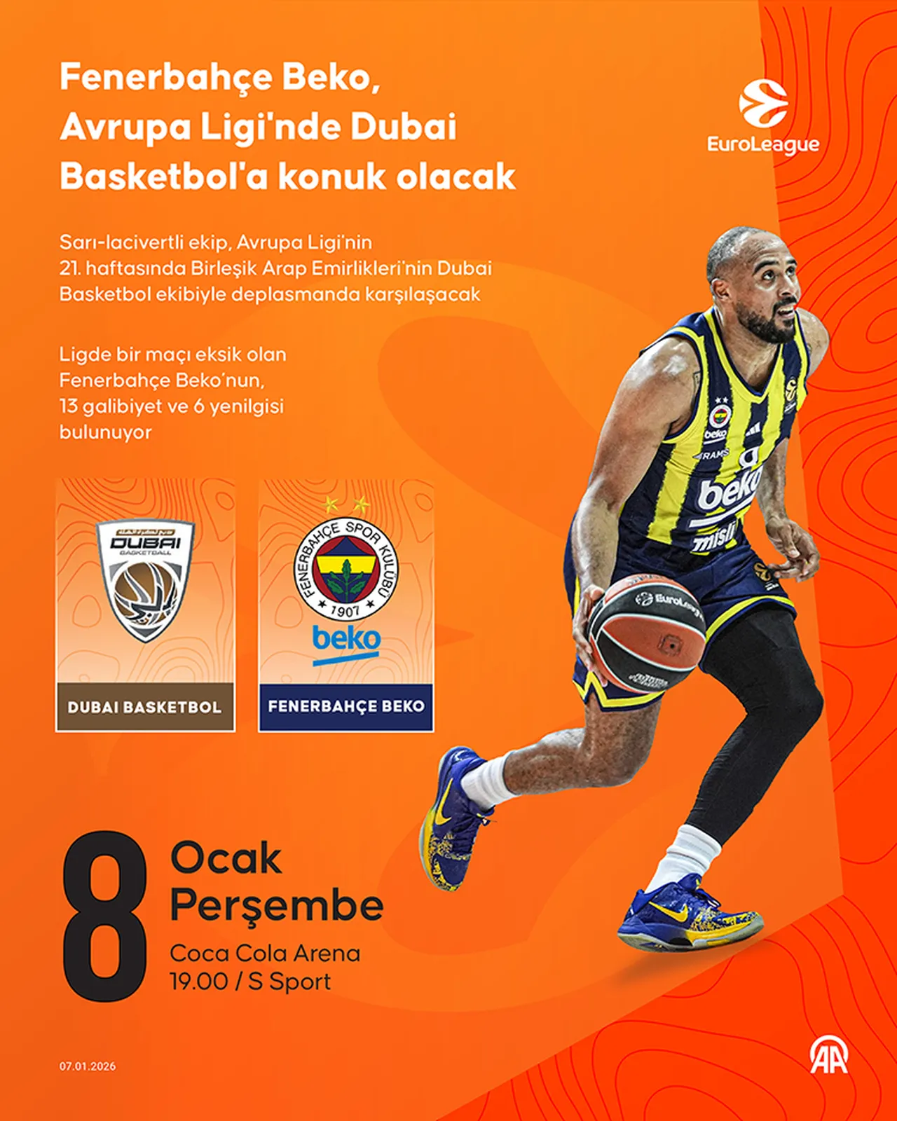 Dubai Basket - Fenerbahçe Beko maçı hangi kanalda, saat kaçta?